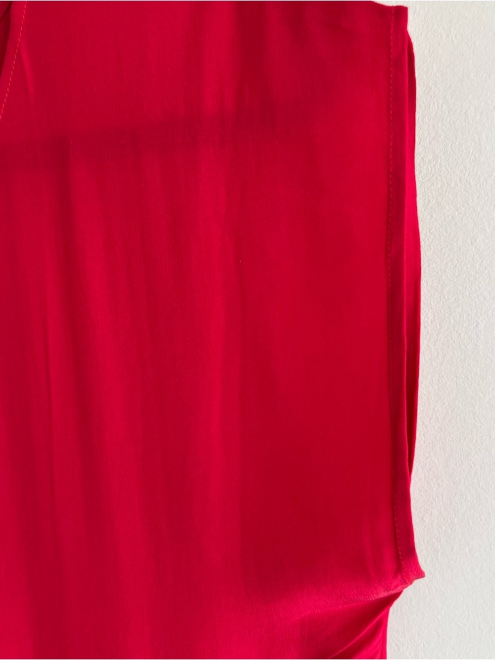 Scarlet red round neck lightweight short sleeve vintage 100% silk blouse large - Picture 3 of 9